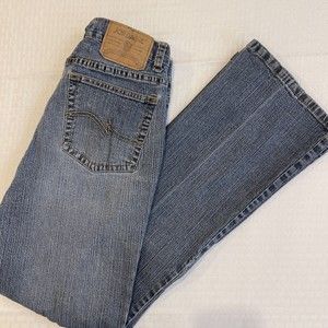 Jordache Low Rise Stretch Jeans Juniors 7/8 Medium Blue Denim Bootcut